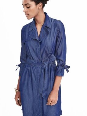 Banana Republic Indigo Blue Mini Dress with Tie Waist